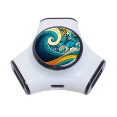 Waves Wave Ocean Sea Abstract Whimsical 3-port Usb Hub