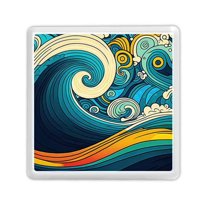 Waves Wave Ocean Sea Abstract Whimsical Memory Card Reader (Square)