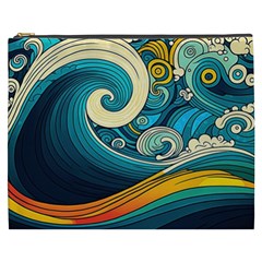 Waves Wave Ocean Sea Abstract Whimsical Cosmetic Bag (xxxl) by Jancukart