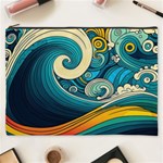 Waves Wave Ocean Sea Abstract Whimsical Cosmetic Bag (XXXL) Front