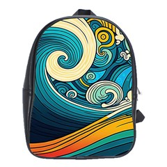 Waves Wave Ocean Sea Abstract Whimsical School Bag (xl)