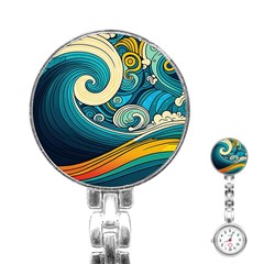 Waves Wave Ocean Sea Abstract Whimsical Stainless Steel Nurses Watch