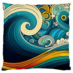 Waves Wave Ocean Sea Abstract Whimsical Standard Premium Plush Fleece Cushion Case (one Side) by Jancukart