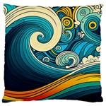 Waves Wave Ocean Sea Abstract Whimsical Large Premium Plush Fleece Cushion Case (One Side) Front