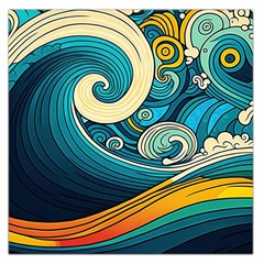 Waves Wave Ocean Sea Abstract Whimsical Square Satin Scarf (36  X 36 )