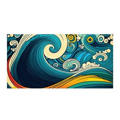 Waves Wave Ocean Sea Abstract Whimsical Satin Wrap 35  X 70  by Jancukart