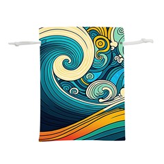 Waves Wave Ocean Sea Abstract Whimsical Lightweight Drawstring Pouch (s) by Jancukart