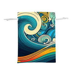 Waves Wave Ocean Sea Abstract Whimsical Lightweight Drawstring Pouch (l) by Jancukart