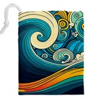 Waves Wave Ocean Sea Abstract Whimsical Drawstring Pouch (5XL) Back