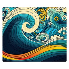 Waves Wave Ocean Sea Abstract Whimsical One Side Premium Plush Fleece Blanket (small) by Jancukart