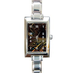 Data Technology Coding Pattern Rectangle Italian Charm Watch