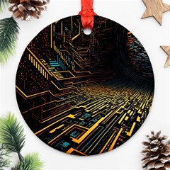 Data Technology Coding Pattern Ornament (round)