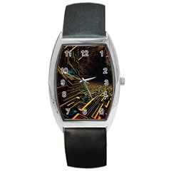 Data Technology Coding Pattern Barrel Style Metal Watch