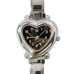 Data Technology Coding Pattern Heart Italian Charm Watch by Jancukart