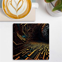 Data Technology Coding Pattern Uv Print Square Tile Coaster  by Jancukart