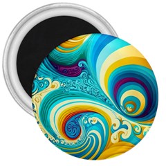 Waves Ocean Sea Abstract Whimsical 3  Magnets