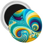 Waves Ocean Sea Abstract Whimsical 3  Magnets Front