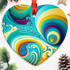 Waves Ocean Sea Abstract Whimsical Ornament (heart) by Jancukart