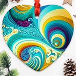 Waves Ocean Sea Abstract Whimsical Ornament (Heart) Front