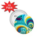 Waves Ocean Sea Abstract Whimsical 1.75  Buttons (10 pack) Front