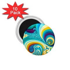 Waves Ocean Sea Abstract Whimsical 1 75  Magnets (10 Pack) 