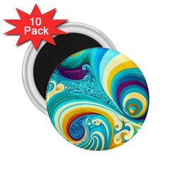 Waves Ocean Sea Abstract Whimsical 2 25  Magnets (10 Pack) 