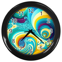 Waves Ocean Sea Abstract Whimsical Wall Clock (black)