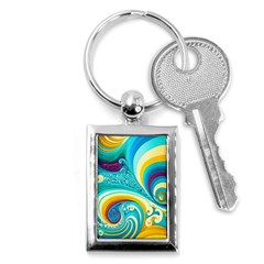 Waves Ocean Sea Abstract Whimsical Key Chain (rectangle)