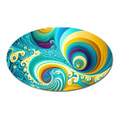 Waves Ocean Sea Abstract Whimsical Oval Magnet by Jancukart