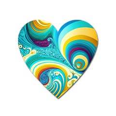 Waves Ocean Sea Abstract Whimsical Heart Magnet