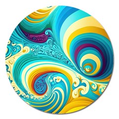 Waves Ocean Sea Abstract Whimsical Magnet 5  (round)