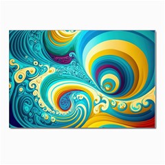 Waves Ocean Sea Abstract Whimsical Postcard 4 x 6  (pkg Of 10)