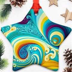 Waves Ocean Sea Abstract Whimsical Star Ornament (two Sides)