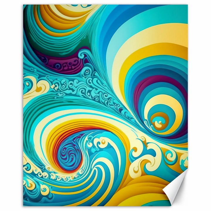 Waves Ocean Sea Abstract Whimsical Canvas 16  x 20 