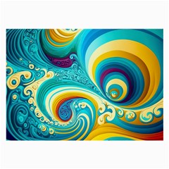 Waves Ocean Sea Abstract Whimsical Large Glasses Cloth (2 Sides)