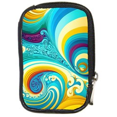 Waves Ocean Sea Abstract Whimsical Compact Camera Leather Case