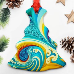 Waves Ocean Sea Abstract Whimsical Ornament (christmas Tree)  by Jancukart