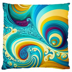 Waves Ocean Sea Abstract Whimsical Standard Premium Plush Fleece Cushion Case (one Side)