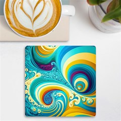 Waves Ocean Sea Abstract Whimsical Uv Print Square Tile Coaster  by Jancukart