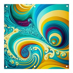 Waves Ocean Sea Abstract Whimsical Banner And Sign 3  X 3  by Jancukart