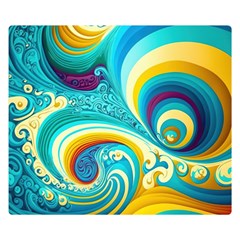 Waves Ocean Sea Abstract Whimsical One Side Premium Plush Fleece Blanket (small)