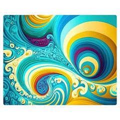 Waves Ocean Sea Abstract Whimsical One Side Premium Plush Fleece Blanket (medium) by Jancukart