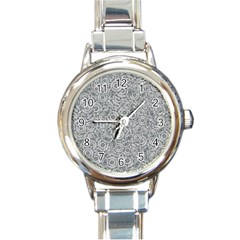 Circle Ornate Motif Random Pattern Round Italian Charm Watch