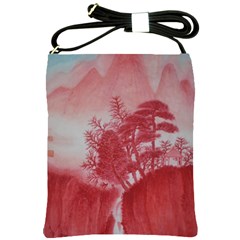 Autumn Mountain Waterfall Shoulder Sling Bag by qygartwork