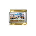 Trentino Alto Adige, Italy. Gold Trim Italian Charm (9mm) Front