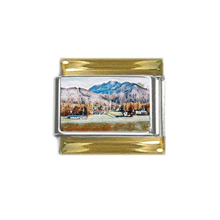 Trentino Alto Adige, Italy. Gold Trim Italian Charm (9mm)