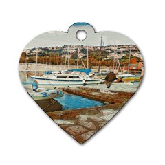 Alone On Gardasee, Italy  Dog Tag Heart (two Sides) by ConteMonfrey