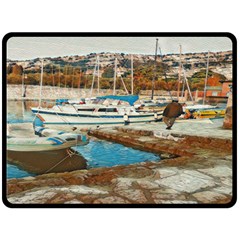 Alone On Gardasee, Italy  Fleece Blanket (large) by ConteMonfrey