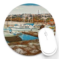 Alone On Gardasee, Italy  Round Mousepad by ConteMonfrey