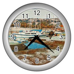 Alone On Gardasee, Italy  Wall Clock (silver) by ConteMonfrey